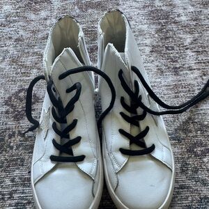 Lola + The Boys White Sneakers with Black Laces